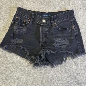 Aeropostale Boyfriend Distressed Black Denim Shorts Women's Size 2